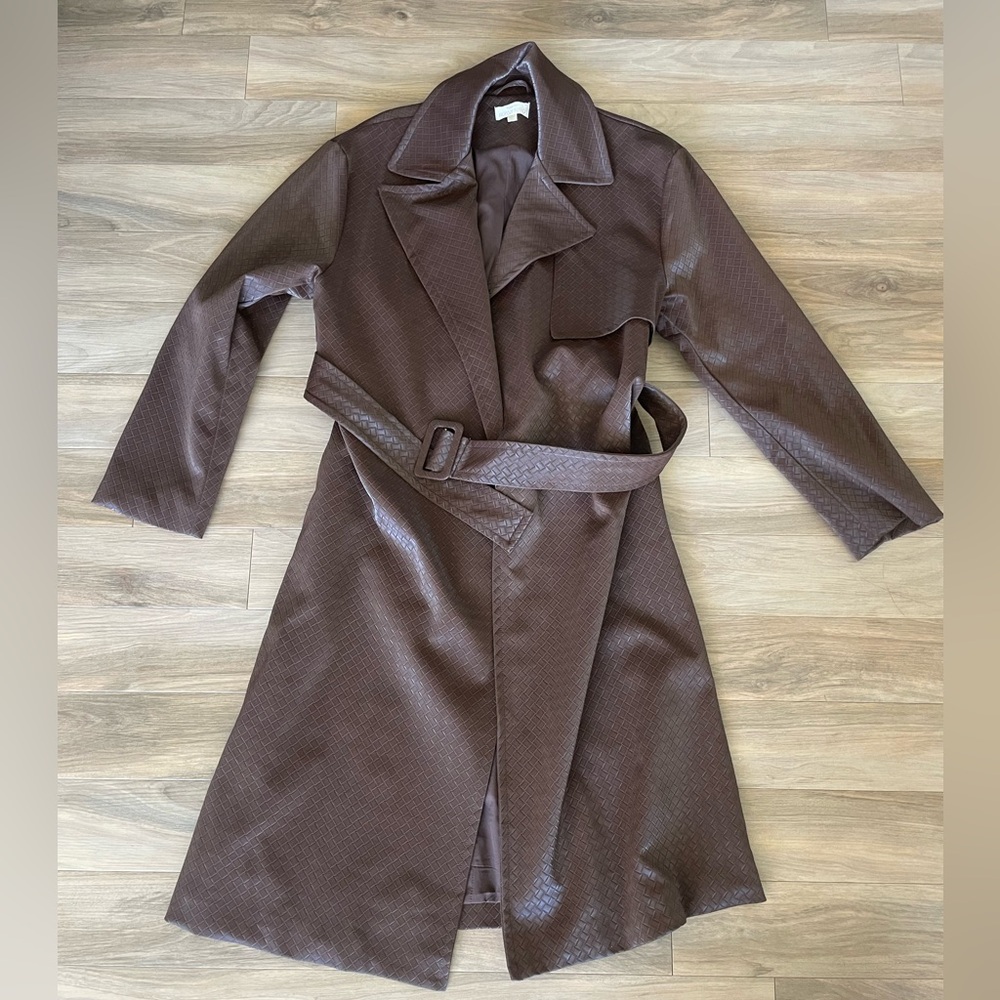Ronny Kobo Brown Textured Trench Coat
